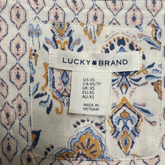 NWT Lucky Brand Floral Print Flowy Midi Dress Boho Women's XS Short Sleeve Shirt - Picture 2 of 7